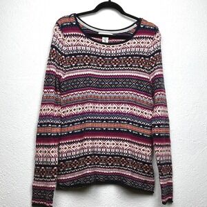 H&M L.O.G.G. Multicolor Fair Isle Sweater - M - Long Sleeve Boho Nordic Cozy